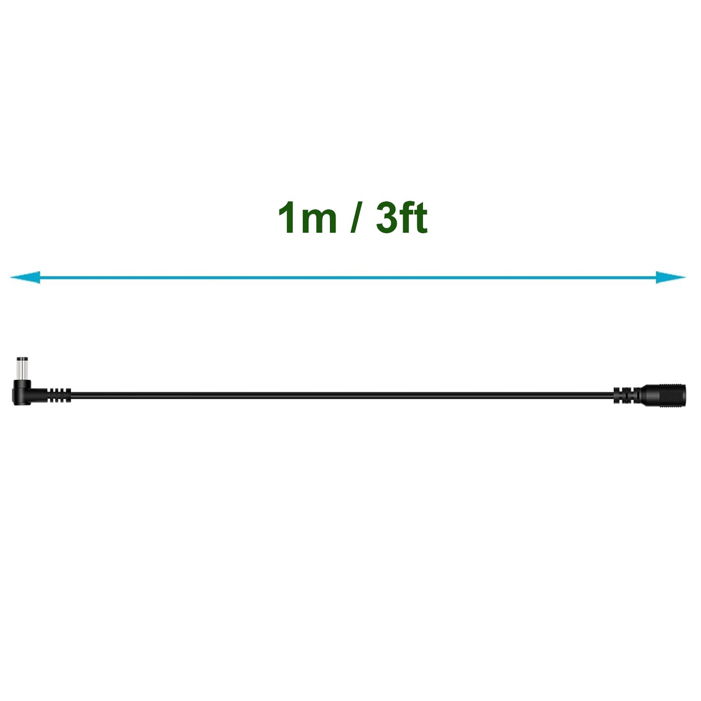 1pc 5.5mm x 2.1mm 90 Degree Right Angle Female to DC Male Power Adapter Cord for CCTV Security Camera Surveillance LED Strip DVR NVR Router Guitar Effect Pedal