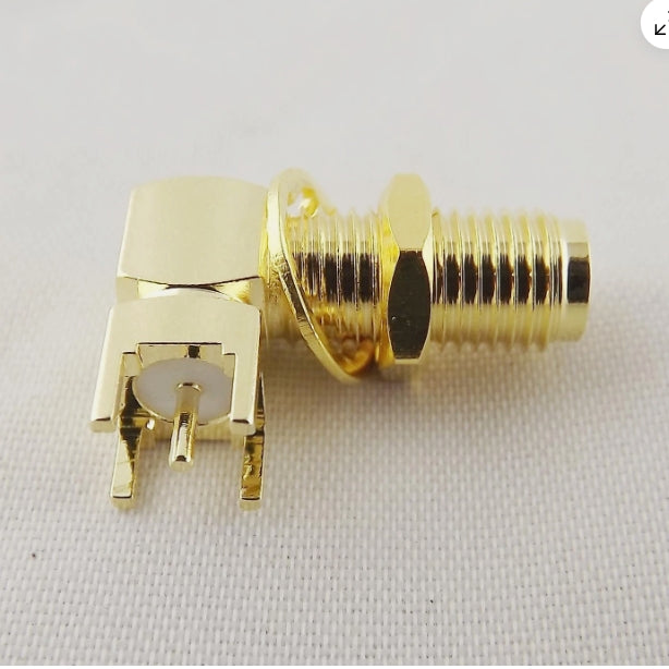 SMA Female Jack Thru Hole PCB Mount Bulkhead Right Angle Long Version RF Coaxial Connector