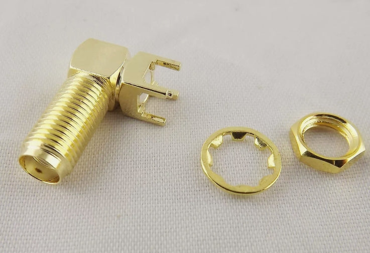 SMA Female Jack Thru Hole PCB Mount Bulkhead Right Angle Long Version RF Coaxial Connector