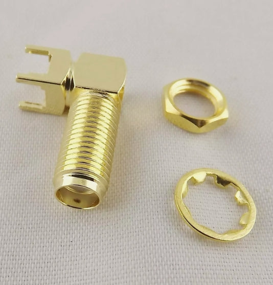 SMA Female Jack Thru Hole PCB Mount Bulkhead Right Angle Long Version RF Coaxial Connector