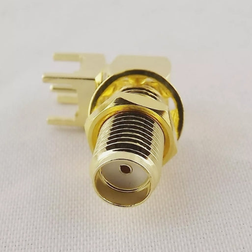 SMA Female Jack Thru Hole PCB Mount Bulkhead Right Angle Long Version RF Coaxial Connector