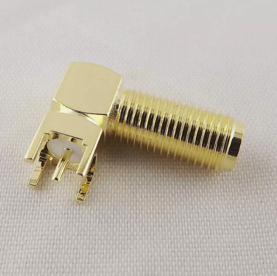 SMA Female Jack Thru Hole PCB Mount Bulkhead Right Angle Long Version RF Coaxial Connector