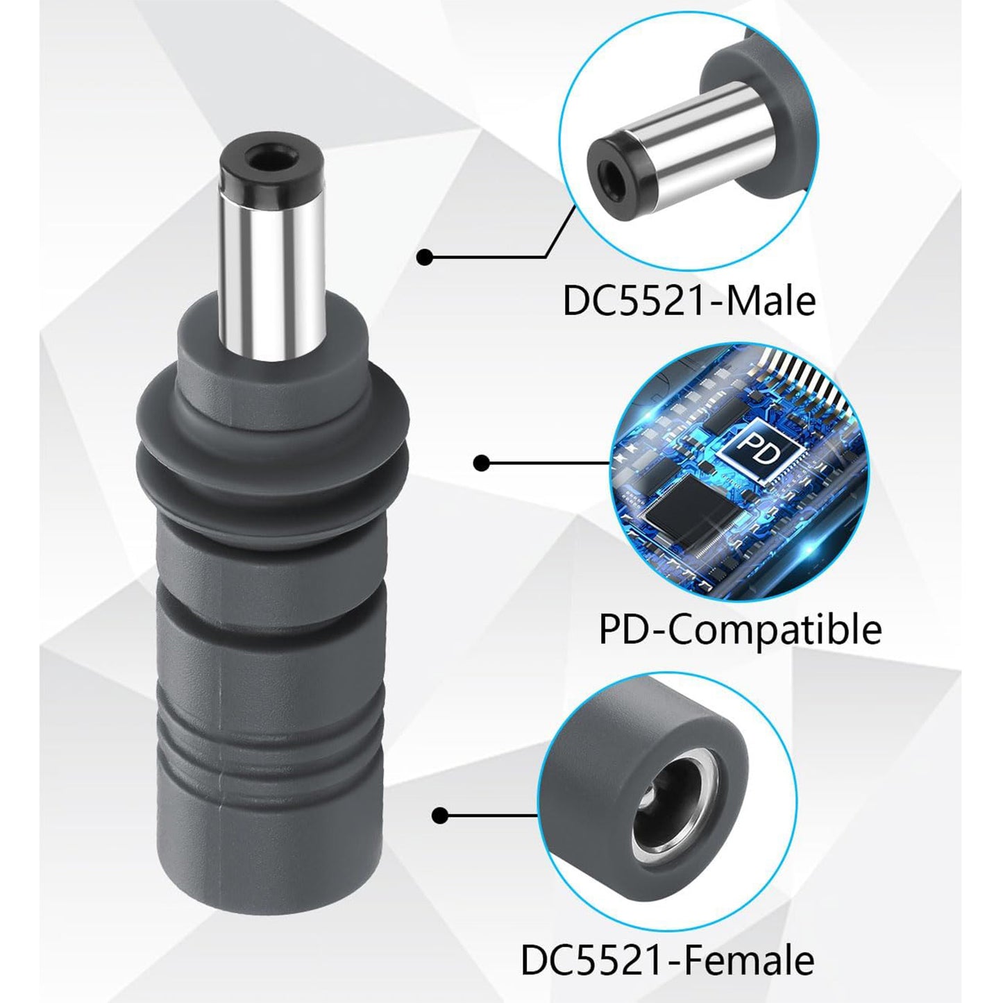 DC Power 5.5mm x 2.1mm Female to Male Power Charger Adapter PD 100W 20V 5A Connector for Starlink Mini Replacement Waterproof Cable