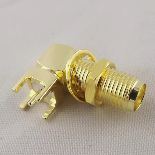 SMA Female Jack Thru Hole PCB Mount Bulkhead Right Angle Long Version RF Coaxial Connector