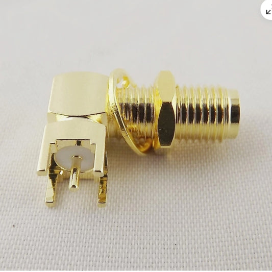 SMA Female Jack Thru Hole PCB Mount Bulkhead Right Angle Long Version RF Coaxial Connector