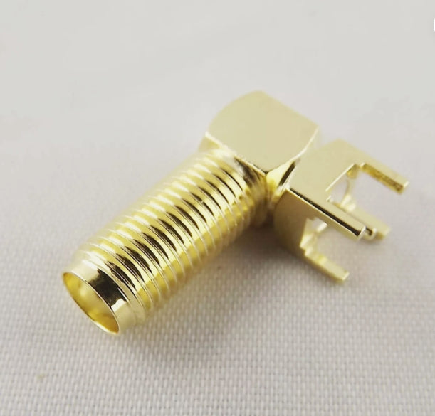 SMA Female Jack Thru Hole PCB Mount Bulkhead Right Angle Long Version RF Coaxial Connector