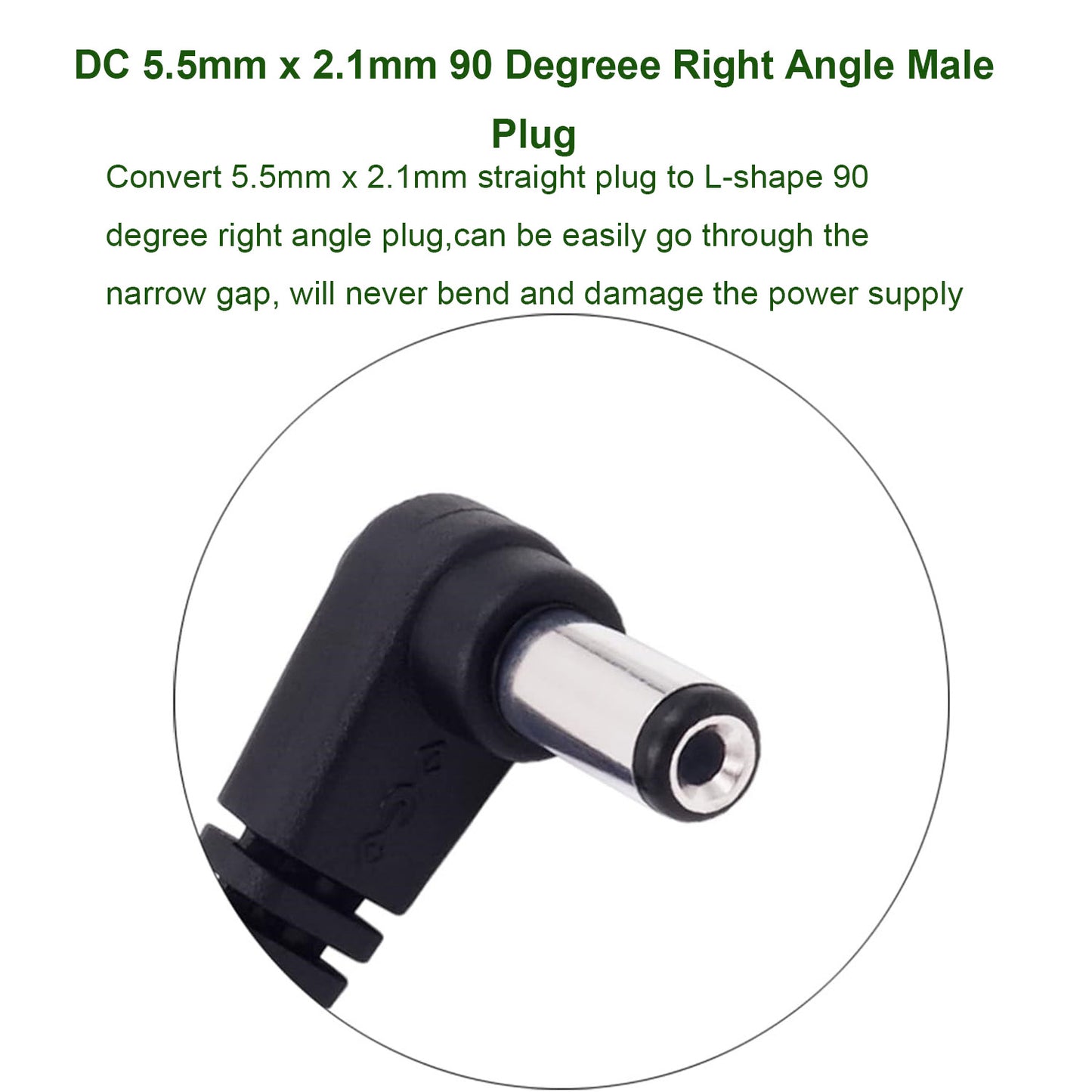1pc 5.5mm x 2.1mm 90 Degree Right Angle Female to DC Male Power Adapter Cord for CCTV Security Camera Surveillance LED Strip DVR NVR Router Guitar Effect Pedal