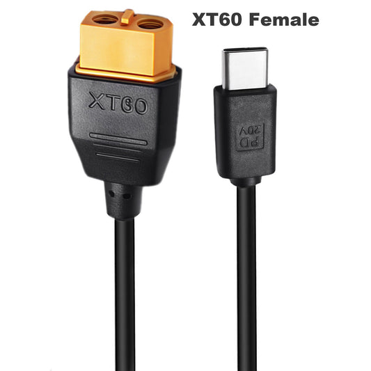PD 20V Type C Male to XT60 Male / Female Power Connector Cable 1M PVC Wire 5A 100W For UAV Balance Charging Drone Balance Charger Energy Storage Power Outdoor Solar RC Lipo Battery Protocol
