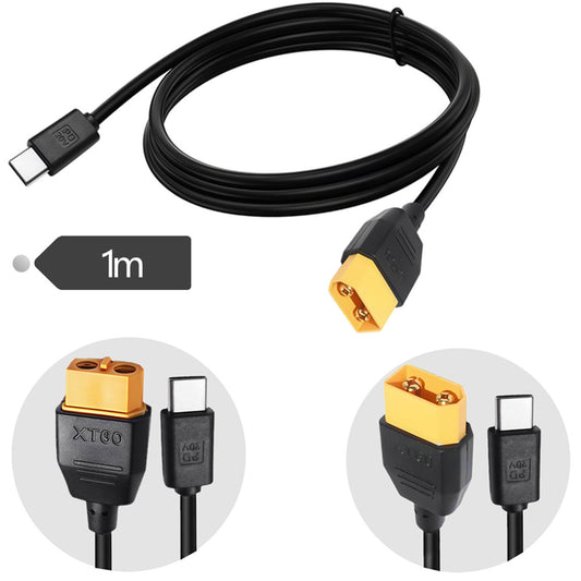 PD 20V Type C Male to XT60 Male / Female Power Connector Cable 1M PVC Wire 5A 100W For UAV Balance Charging Drone Balance Charger Energy Storage Power Outdoor Solar RC Lipo Battery Protocol