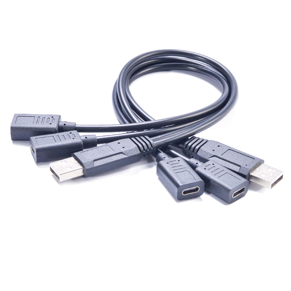 USB 2.0 A Male to Dual 2 USB‑C Female Y Splitter Charging Cable, One‑to‑Two Charge‑Only Power Cord for Phone, Tablet, Keyboard, Mouse and USB‑C Peripherals