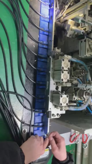 Load video: High-speed automatic welding equipment ensures precise, consistent and firm DC connector solder joints.